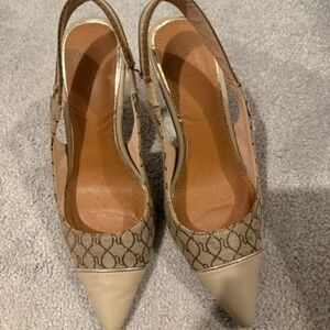 River Island Beige Patterned Slingback Heels
